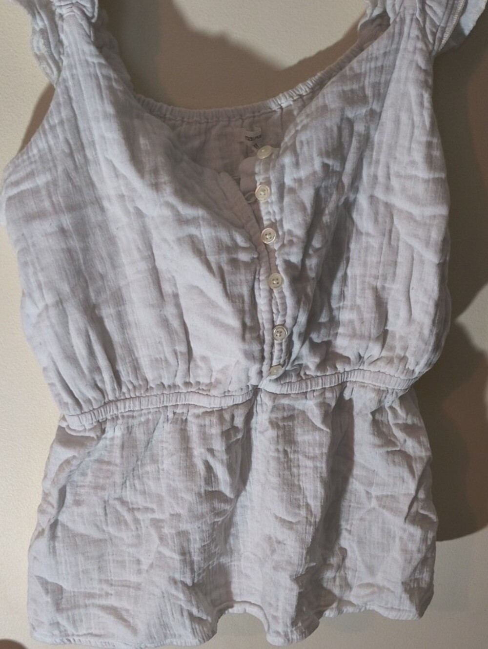 White Tank With Ruffle Straps - Picture 2 of 2